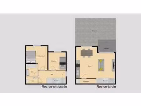 appart 90m2 + terrasse 30m2 + jardin