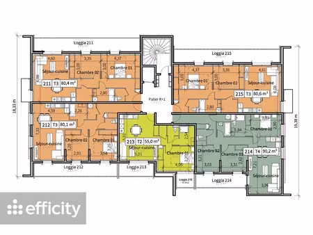 appartement 2 pièces - 55 m²