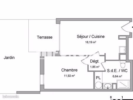 appartement 2 pièces 38 m²