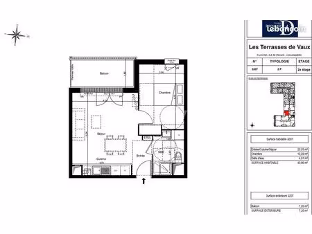 appartement 2 pièces 40 m²