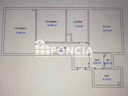 appartement 3 pièces 59.6m² à vendre 218000€ - cagnes-sur-mer 06800
