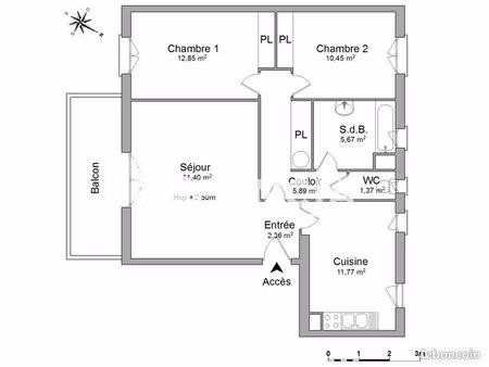 appartement 3 pièces 71 m²