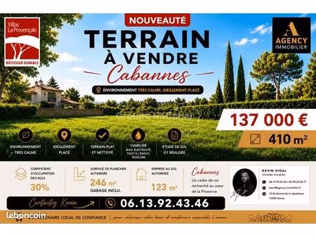 terrain 410 m² cabannes