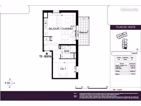 appartement 2 pièces 46 m²