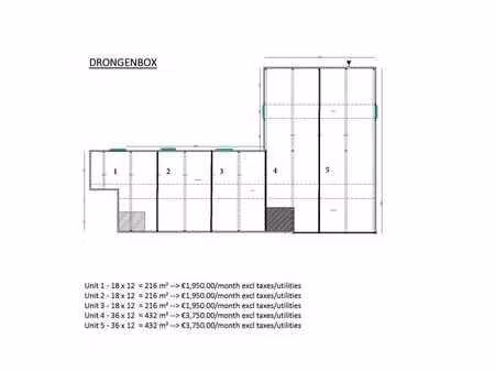 locaux industriels à louer à drogenbos - 216 à 432 m²