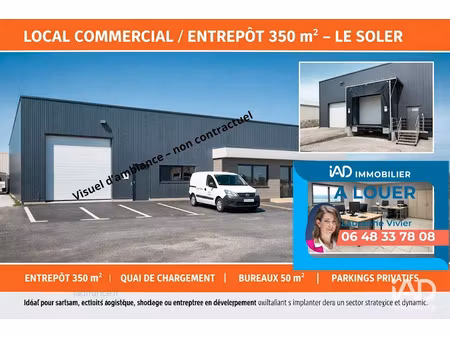 location locaux professionnels 350 m² à le soler (66270)  2 595 €