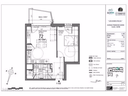 appartement 2 pièces 44 m²