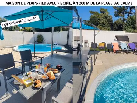 maison de plain-pied avec piscine  à 1 200 m de la plage