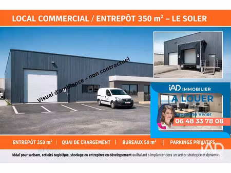 location commerce 350 m² à le soler (66270)