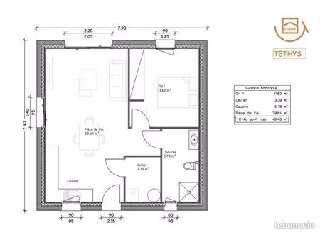 maison 3 pièces 49 m²