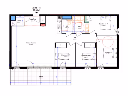 vente appartement 5 pièces 99 m² à bourg-en-bresse (01000)  399 900 €