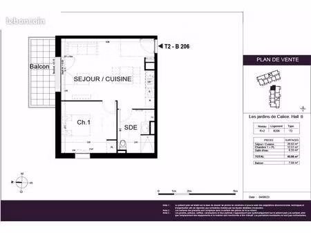 appartement 2 pièces 45 m²