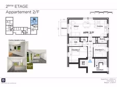 appartement 2/f avec cuisine