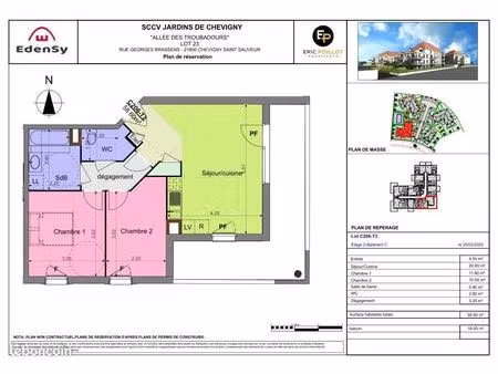 appartement 3 pièces 58 m²