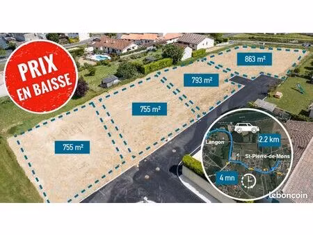 terrain 863 m² langon