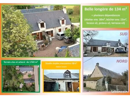 charmante longère de 134 m² + studio de 25m² et des dépendances