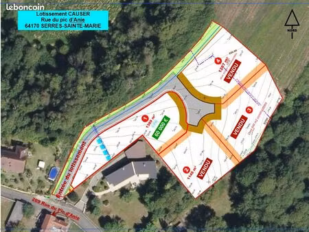 terrain de 1383 m2 viabilisé dans lotissement de 4 lots