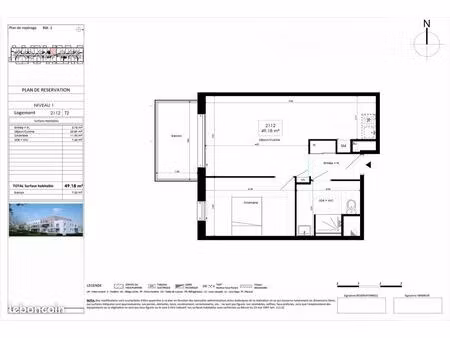 appartement 2 pièces 49 m²