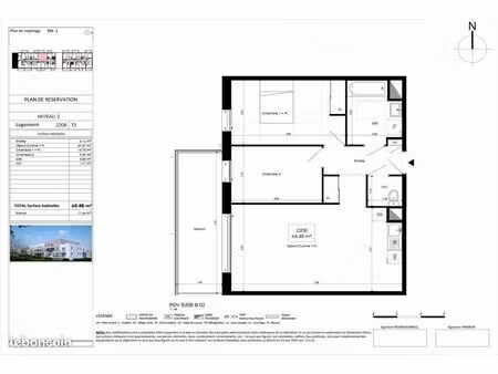 appartement 3 pièces 64 m²