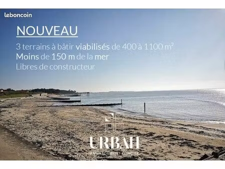 nouveau - a moins de 150 m de la plage  3 terrains à bâtir viabilisés (de 400 à 1100 m²)
