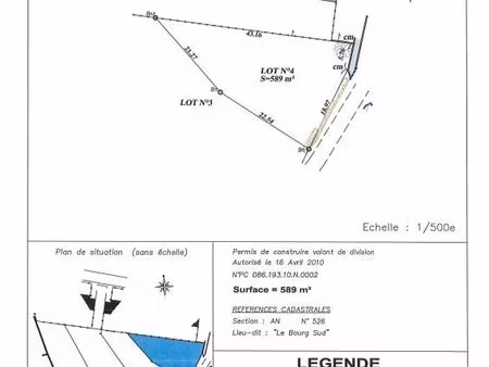 terrain 589 m² pleumartin