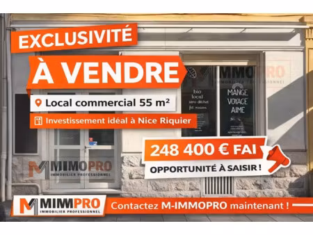 local commercial 55 m2 nice riquier 248 400 eur fai