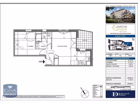 appartement à louer 2 pièces 44 m² - thonon-les-bains (74) - 815€