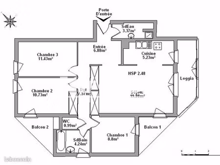 appartement 4 pièces 79 m²