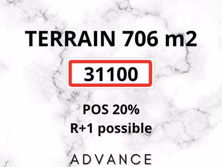 terrain plat 706 m² – toulouse (31100) – réseaux en bordure
