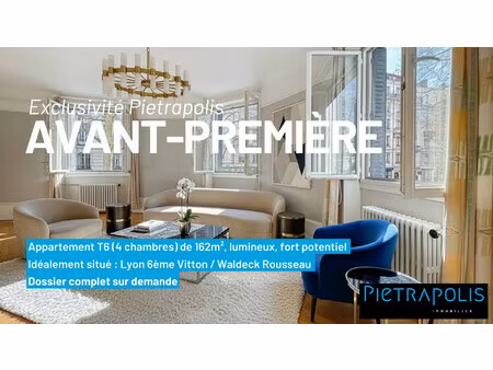 lyon 6 cours vitton - appartement d'angle t6 de 162 m²  4 chamb