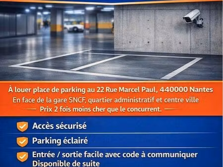 location place de parking sécuriser face gare sncf nantes