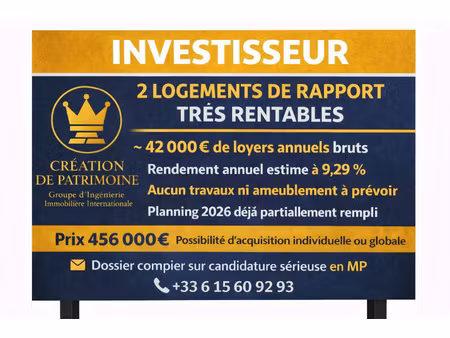 immeuble de rapport 2 lots clés en main 9 29 % brut ce
