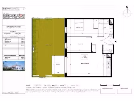 appartement 3 pièces 63 m²