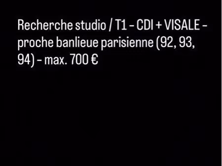 recherche studio / t1 – cdi + visale – proche paris