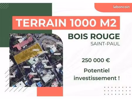 terrain constructible 1000 m² – saint-paul bois rouge – parcelle bv 1549