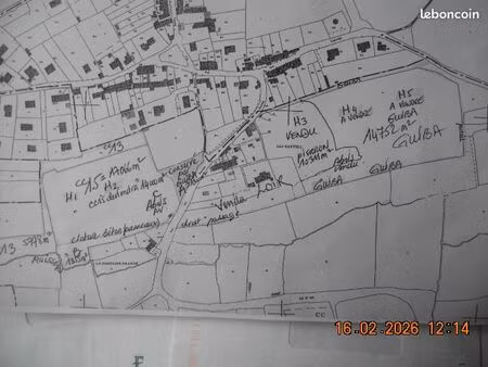 terrain 5778m2 avec rive en amont du ruisseau cadastré