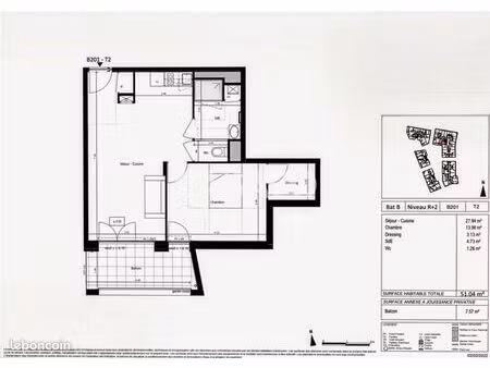 appartement 2 pièces 51 m²