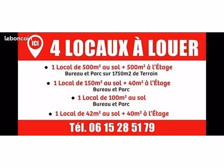 locations 4 locaux commerciaux de différentes taille pour toute activité