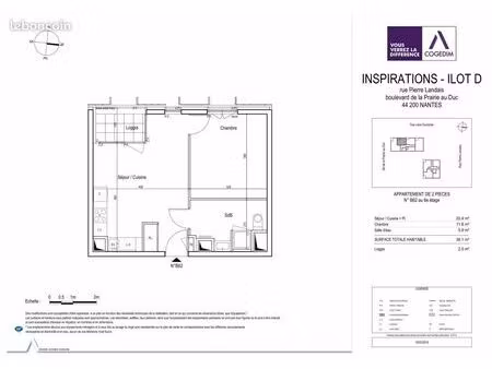 appartement 2 pièces 38 m²