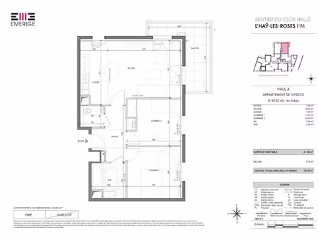 location appartement 3 pièces 62 m² à l'hay-les-roses (94240)  1 368 €