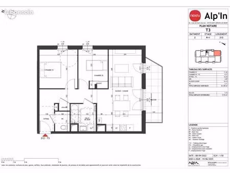 appartement 3 pièces 62 m²