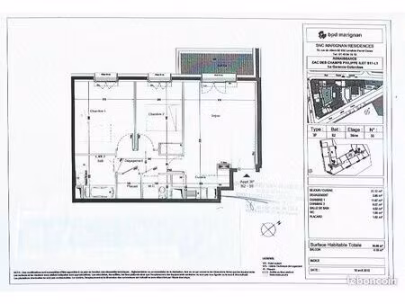 appartement 3 pièces 54 m²