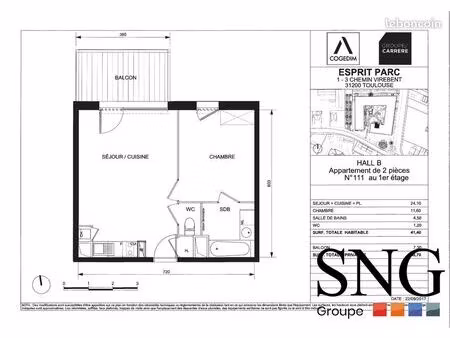 appartement 2 pièces 42 m²