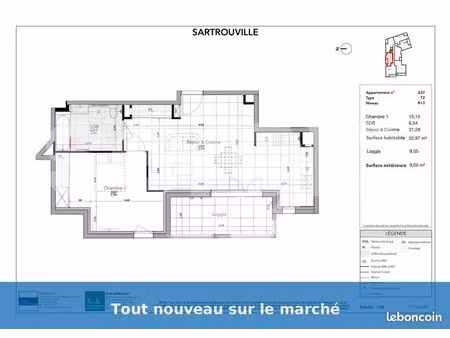 appartement 2 pièces 52 m²