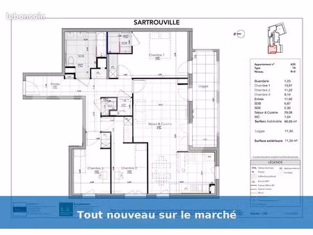 appartement 4 pièces 86 m²