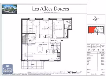 appartement à louer 4 pièces 84.83 m² - mettray (37) - 903€