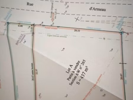 terrain 437m2 non viabilisé