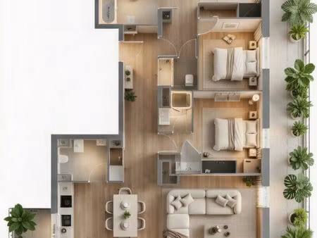 somptueux appartement en attique  4 chambres de129m² avec sublime terrasse de 103m² plein 