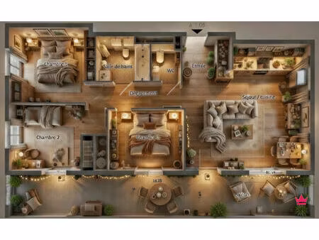 superbe appartement 3 chambres avec magnifique terrasse de 27m² plein sud  idéal jeune fam