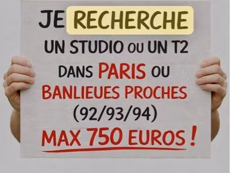recherche studio ou t2 région parisienne